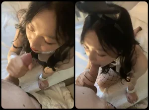 Thỏ con nứng thích liếm cu to